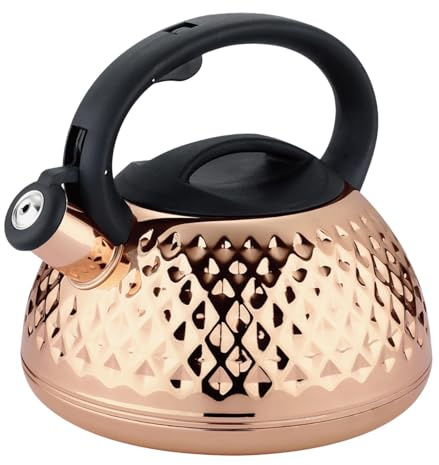 Bouilloire sifflante de 3 l en acier inoxydable - Bouilloire sifflante avec sifflet puissant - Pour café, lait, thé, eau bouillante