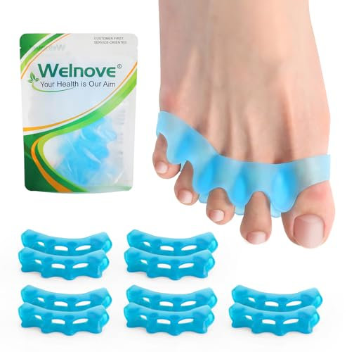 Welnove 5 Paar Zehentrenner Abstandshalter für Frauen, Zehenbegradiger für Frauen Männer -Bunion Corrector Toe Stretcher für Hammertoe Yoga Practice(M)