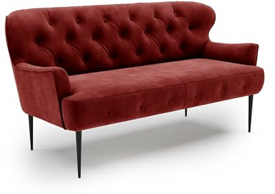 CAVADORE 2,5-Sitzer Küchensofa Amba, Trendige Sitzbank für Küche oder Esszimmer / 173 x 97 x 87 / Hochwertiges Mikrofaser: Rot
