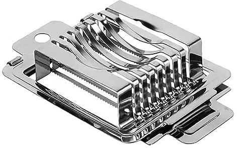 Sunicon Coupe-œufs pour œufs durs, fil en acier inoxydable, polyvalent pour fruits mous, champignons, coupe-œufs en aluminium robuste pour fraises, kiwis, bananes (Lame dentelée)