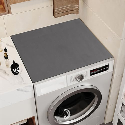 Highdi Housse de Protection pour Machine à Laver Top, Monochrome Coussin de Machine à Laver Antidérapant Housse de Machine à Laver pour Machine à Laver Ou Sèche-Linge (Gris,55x60cm)