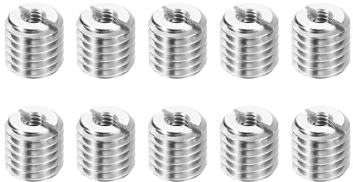 sourcing map Thread Adapters Sleeve Reducing Nuts, 10Pcs M10*1.5 Male to M4*0.7 Female Stainless Steel Nuts Screws Reducer Conversion Fastener, Threaded Insert Repair Sleeve Reducer Nut, Silver