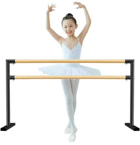 KPHYMOD Ballettstange Holz-Ballettstange, Tragbar, Für Zuhause, Doppel-Ballettstange, Strapazierfähig, Für Tanzen, Dehnen, Ballettstange Für Zuhause, Tanzstange, Fitness, Ballettstange(8.2 ft)