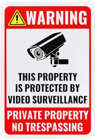 M METERXITY 1-Pack Video Surveillance Sign 10x7 Aluminum Reflective | Under Camera Monitoring Recording Reflective Security Camera Sign for House/Business/CCTV