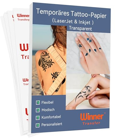 WinnerTransfer A4X5 självhäftande papper för bläckstråleskrivare/laserskrivare, 5-pack, tillfällig överföringsfolie för bläckstråleskrivare/laserskrivare, överföringsfolie