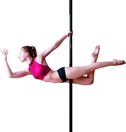 Tanzstange, 45 mm, abnehmbare Stangen für Zuhause, Fitnessstudio, Club, schwarz, Höhe anwendbar 7,3 - 12,4 m, drehbar oder statisch (2,23 m - 3,115 m)