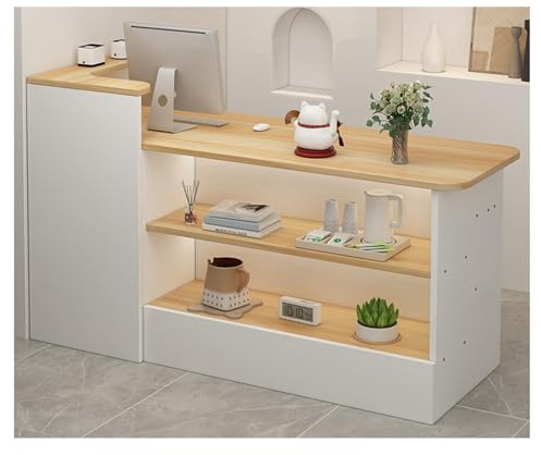 ZXCASDF Piccola Reception,Reception Moderna,Bancone Retail,Reception Barbiere,Ufficio Salone, Sala Ricevimenti,Negozio di Abbigliamento，Bancone Cassa per Negozio(A-Light Walnut,120cm/47.2in)