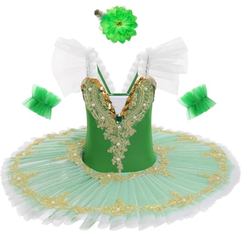 Ropa de ballet para niñas de 3 a 16 años para baile: 3 piezas vestido de ballet con tirantes ajustables lentejuelas - vestido de baile para niños para ballet patinaje artístico patinaje artístico