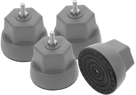 Washer Anti-vibration 4pcs Stabilizer Dryer Plastic Pads | Nonskid Support, Noise Reduction and Shape Retention, Laundry Room Use, Grey Hollow Elephant-foot Design