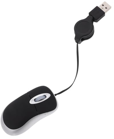 DOITOOL Souris Filaire Compacte USB Silencieuse Mini pour Ordinateur Portable Bureau Résolution Optique 1000 Dpi Noire Ergonomique pour Gauchers et Droitiers