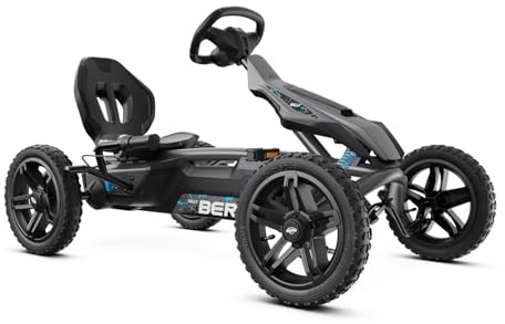BERG Rally DRT Black | Go‑Kart a Pedali per Bambini | 3 Marce Fluide | Soundbox Race Integrata | Sospensioni Off‑Road | Sterzo Reattivo | Sedile Regolabile | Ideale per Terra e Fuoristrada