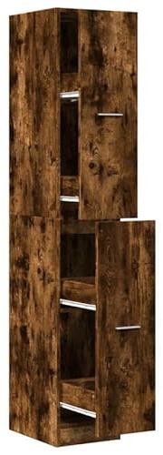 Eleganz Apothekerschrank Räuchereiche 30x41x174,5 cm - Wohnzimmermöbel-Set aus Holzwerkstoff, stylisches & platzsparendes Regal für kleine Räume, langlebig & modern