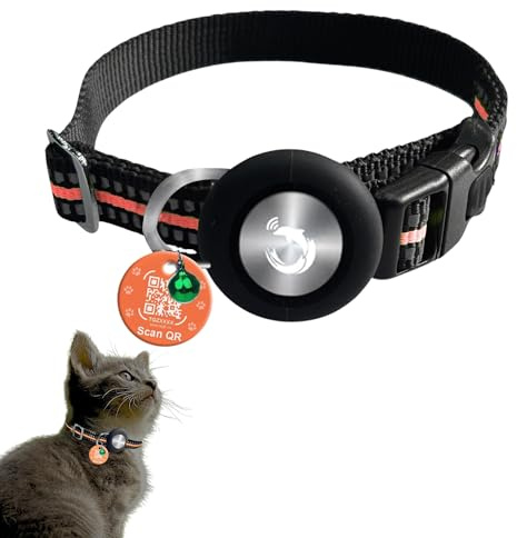 tag8 Airtag Katzenhalsband, reflektierendes Kätzchenhalsband mit Apple-Airtag-Halterung für Mädchen, Jungen, Katzen, 1,1 cm breit und leicht (Orange)