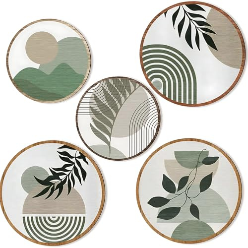 ZexJpr Boho Wanddeko, 5 Stück Wanddeko Wohnzimmer, Boho Deko Holz, Modern Wand deko Wohnzimmer, 25 x 25 x 0.5 cm Wall Decoration für Wohnzimmers, Café und Büro