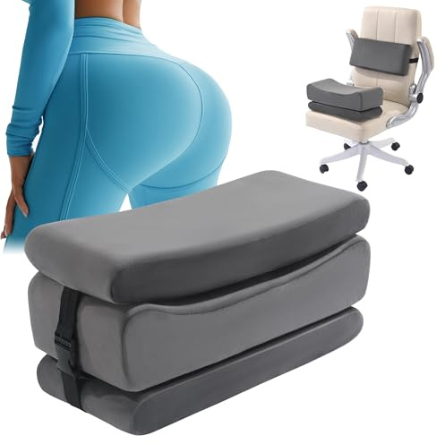 HOMBYS Height Adjustable BBL Pillow After Surgery, BBL Recovery Pillow with Lumbar Cushion for Sitting, Foam Brazilian Butt Lift Recovery Cushion for Car Seat, Office, Home (Gray)