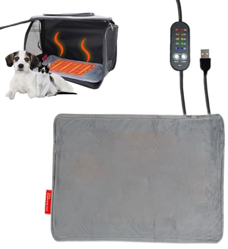 Fierudeng Wärmekissen für Katzen, elektrisches Wärmekissen zum Schlafen mit 5 Temperaturstufen, Wärmekissen für Katzenkäfig, für Haus, Garage, Käfig, Wohnzimmer