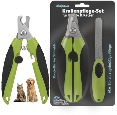 leileipaws Nagelschere Hund Set mit Nagelfeile – Hund Krallenschneider & Hunde Nagelschere, Krallenzange für Hunde und Krallenzange Katze, Dog Nail Clippers & Haustier-Nagelknipser