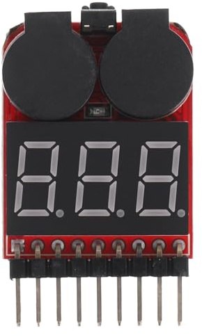 BESPORTBLE Probador de Batería Lipo 1-8s con Indicador LED y Alarma Zumbador Voltaje para Comprobación de Capacidad de Baterías Recargables de Litio, Uso Profesional y Exterior, Test Digital