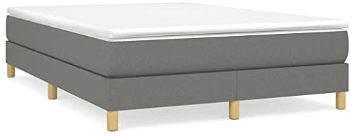 Foknhdi Boxspringbett 140x200 cm Dunkelgrau Stoff Modernes Schlafdesign mit Taschenfederkernmatratze & Topper für Erholsamen Komfort in Schlafzimmer Jugendzimmer Gästezimmer