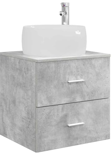 vidaXL Fregadero de pared gris hormigón, 49,5 x 44,5 x 66 cm, baño, lavabo moderno, lavabo de pared, ahorro de espacio, soluciones de muebles elegantes