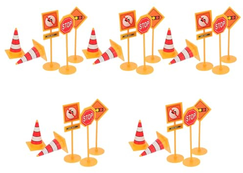 Zerodeko 25pièces Panneaux de Signalisation Chantier Gâteau Décoration Cake Toppers Anniversaire Garçon Fille Thème Construction par Set