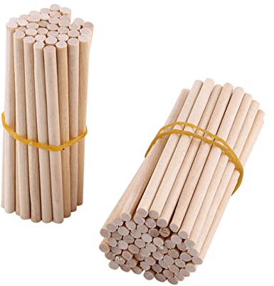 Palos de Madera para Cartel Redondo en Plantas,Palillos Método Abn, Akozon 4 * 80mm Palitos de Madera Redondos Pack 100 Madera Manualidades para Artesanía de Madera bricolaje Decoración Jardín