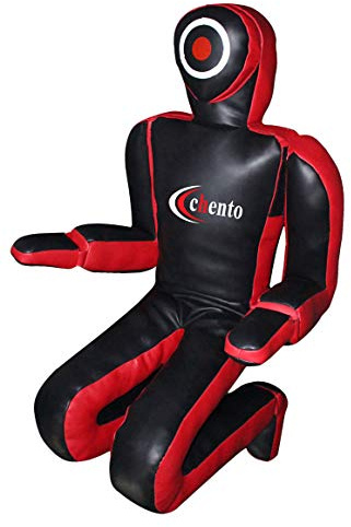 LISARO Brazilian UFC Jiu Jitsu Grappling Dummy, MMA Grappling, Ringerpuppe-Wrestling Dummy, BJJ Wrestling Dummy Defensive Position, Selbstverteidigungstraining, LGD2 schwarz-Rot, Ca.180 cm-ungefüllt.