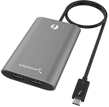 SABRENT Thunderbolt 3 zu Dual HDMI 2.0 Adapter (unterstützt bis zu Zwei 4K 60Hz Monitore auf Mac und einigen Windows Systemen) (TH-W3H2)