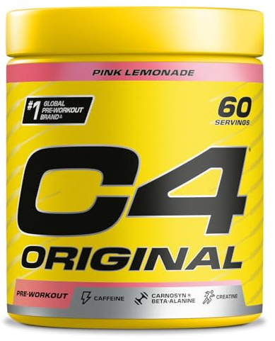 C4 Original Beta Alanine Sports Nutrition Bulk Pre Workout Powder for Men & Women | Best Pre-Workout Energy Drink Supplements | Creatine Monohydrate | Pink Lemonade | 60 Servings