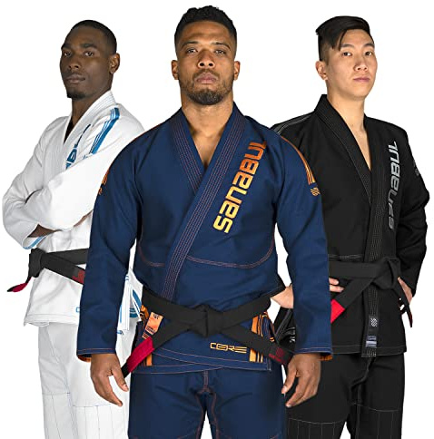 Sanabul Core Competition BJJ Gi for Men & Women Preshrunk Fabric IBJJF Approved Brazilian Jiu Jitsu Training & Competition Gi - NAVY/ORANGE, A0