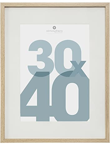 Atmosphera - Cadre Photo Manu Naturel 30 x 40 cm, Avec Passe-Partout, À Poser et Accrocher - Pour Décoration Murale, Salon, Chambre