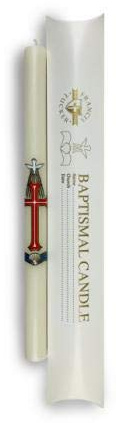 Baptismal Candle Ivory with Cross & Dove