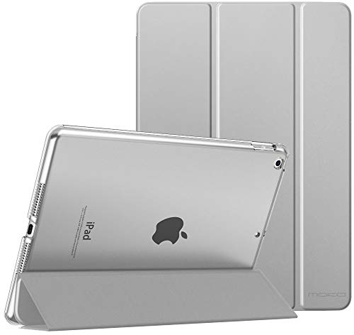 MoKo Smart hülle für iPad 9./8./7. Generation 10,2 Zoll, Hell Grau | Ultradünne leichte Schutzhülle mit transluzenter Rückseite und Auto Schlaf/Wach Funktion für iPad 2021/2020/2019