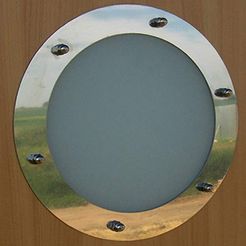 Bullauge flach 323mm Polierter Edelstahl (glänzend) Glas matt Hutmuttern