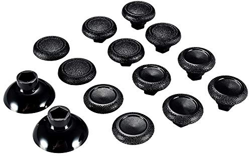 eXtremeRate Black Plastic Bottom Removable Thumbstick Joystick for ps4 Slim Pro Controller, Replacement Parts Adjustable Height Analog Thumb Stick for Xbox One S X Elite Controller