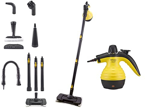 BEPER P202VAL001 Scopa a Vapore e Pulitore a Vapore Completo di 10 Accessori per Tappeti, Divani, Pavimenti, Superfici