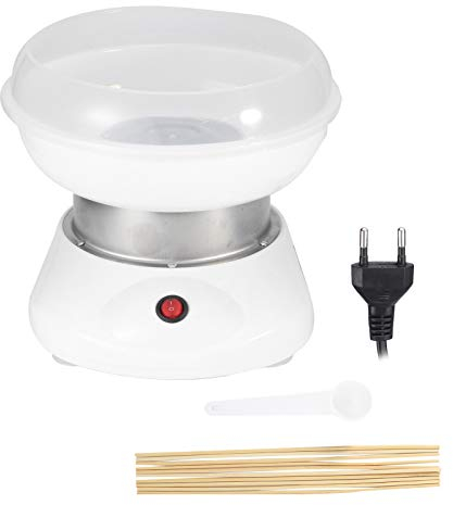 Ymiko Macchina per Zucchero Filato Domestica Macchina per Zucchero Filato, Include Bastoncino e Cucchiaio, Vestito per Duro o Senza Zucchero, Bianco(EU Plug)