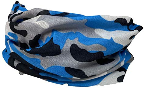 Unisex Nahtlose multifunktionale Kopfbedeckung Bandana Schal - Elastische Röhre Magisches Stirnband Gamasche Sturmhaube Snood Gesichtsmaske UV Residence (Blau Camouflage)