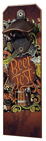 KADAX Wandflaschenöffner aus Stahl, Flaschenöffner, Kapselheber, Wandmontierbarer Bieröffner, Bierflaschenöffner, Sodaöffner zum Aufhängen (Beerfest)
