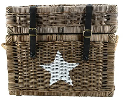 Korbtruhe Stern Beistelltisch Rattan 55x55cm Korb Naturrattan Geflecht