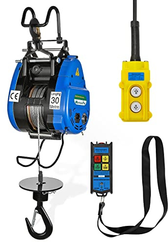 Mxmoonant 1100lb Electric Hoist Lift 12m/min Electric Winch Portable 360° Safety Limit, Al-Alloy Cased Hoist Crane with Updated Copper Motor, Pendant Control & Wireless Control Support (500kg/30m)