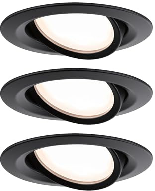 Paulmann 93082 LED Einbauleuchte Coin flache Einbaustrahler Slim Deckenspot rund 6,8W Schwarz Einbaulicht dimmbar IP65 strahlwassergeschützt