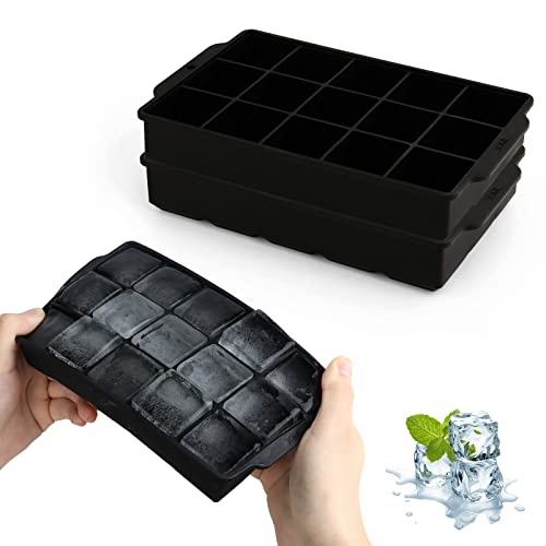 JOPHEK Stampo 30 Cubetti Ghiaccio Silicone, 2 Pezzi Quadrati Grandi 3,5cm per Cocktail, Whisky, Vino, Frutta, Puree di Frutta, Gelati