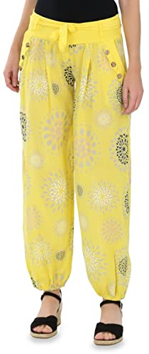 Malito – Haremshose Damen mit Print – Unisize Pumphose aus Baumwolle – Leichte Stoffhose inkl. Stoffgürtel – Bequeme Sommerhose für warme Tage – Dünne Aladinhose für Frauen 3481 (Größe 34-40)