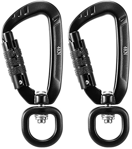 ERYUE Drehbarer Karabinerhaken 360° - 2 Stück Selbstsperrende e Karabiner 4KN