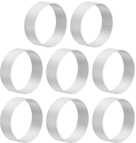 sourcing map 8pcs Round Cookie Cutter, Aluminum Alloy Circle Biscuit Cutters Metal Cookie for Making Cake Fondant Biscuit, Silver