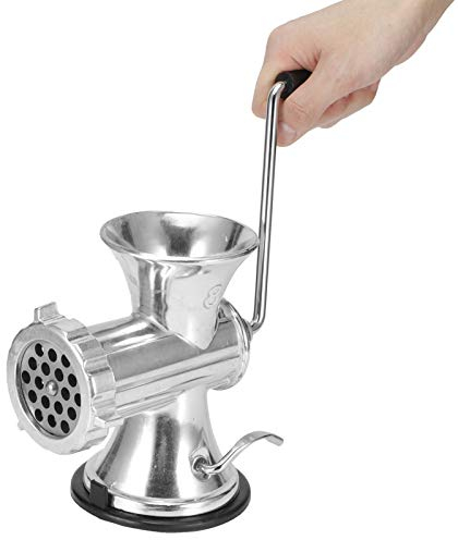 TEmkIn Manual Meat Grinder Set, Hand Crank Meat Mincer Sausage Maker for KitchenAid Stand Mixers, Kitchenaid Mixer Attachments for Household, Kitchen(Silver)