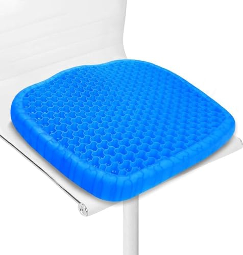 Wenisuow Gel Seat Cushion with Cover, Double Thick Egg Seat Cushion Cool Breathable Lumbar Support Chair Cushion Large Size Chair Gel Cushion for Car/Office/Home/Wheelchair (Light Blue)