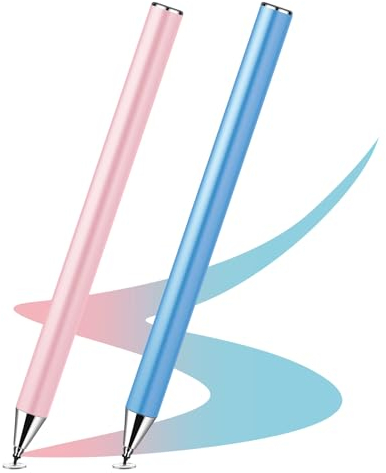 flintronic 2PCS Lápiz Táctil Universal, Lápiz Capacitivo de Alta Sensibilidad con Disco Transparente y Punta de Silicona para Todos los Teléfonos/Tabletas/iPad/Samsung Galaxy/Xiaomi/iOS/Android