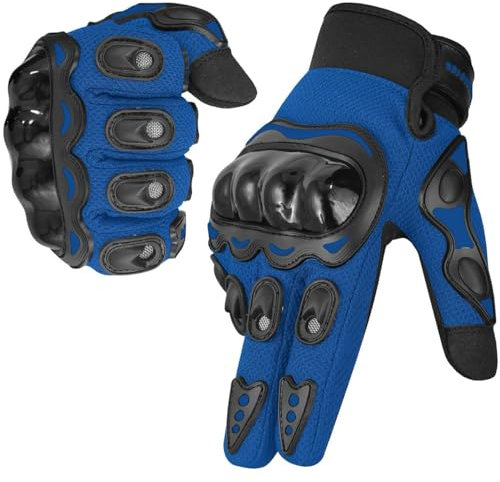 WESTWOOD FOX Gants de Moto pour Homme et Femme – Gants de Moto pour écran Tactile Complet – pour BMX, VTT, équitation, Chasse, Escalade et Sports de Plein air (Bleu, XL)